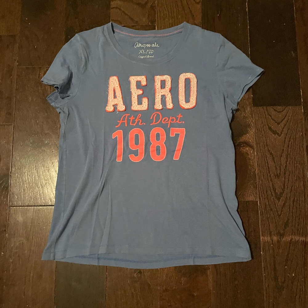 Aeropostale Light Blue Tee with Coral Details